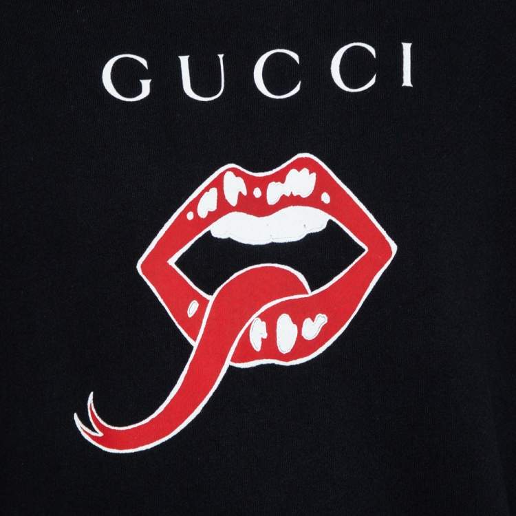 Pre Owned Gucci Black Mouth Print Jersey Sweatshirt S