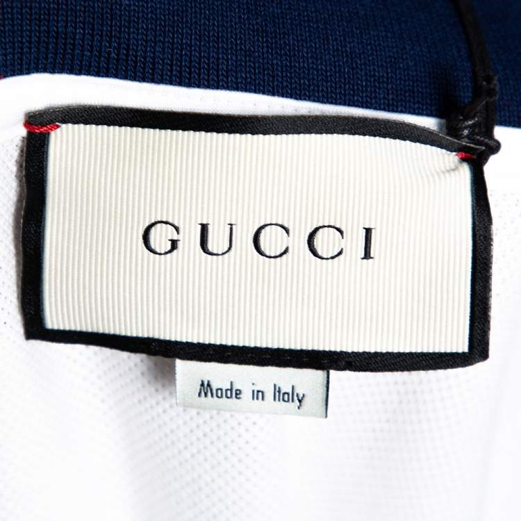 Pre Owned Gucci White Cotton Pique Logo Band Trim Polo T-Shirt XXXL