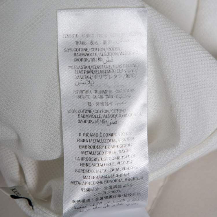 Pre Owned Gucci White Cotton Honeycomb Knit Embroidered Collar Polo T-Shirt XXXL