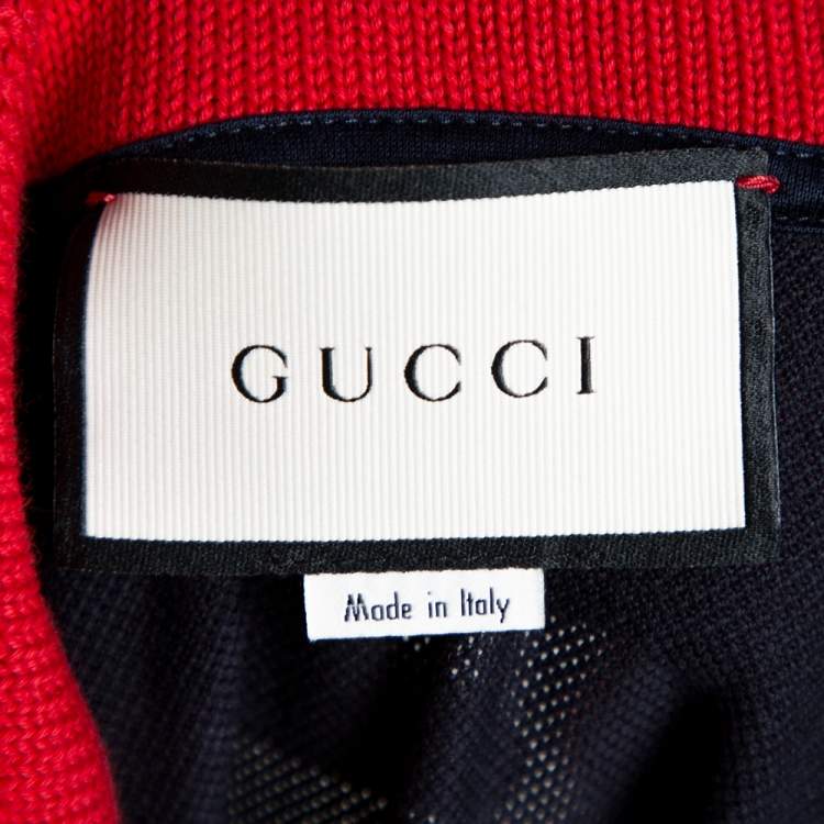Pre Owned Gucci Navy Blue Cotton Multi Motif Embroidered Polo T-Shirt 3XL