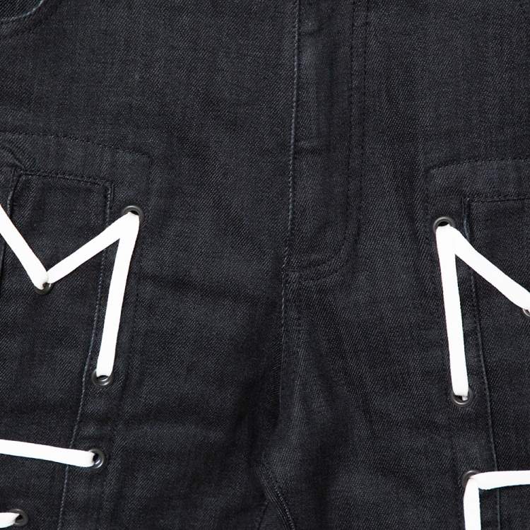 Pre Owned Gucci Black Denim Momento Mori Detail Super Skinny Jeans L