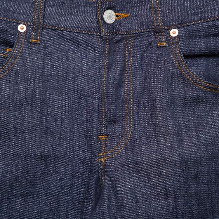 Pre Owned Gucci Navy Blue Denim Tapered Washed Jeans M