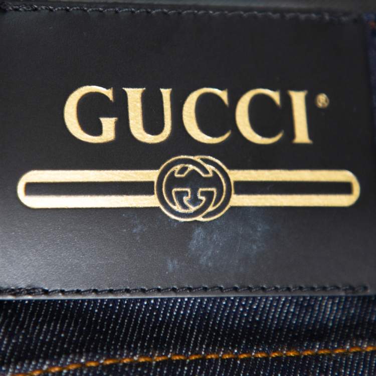 Pre Owned Gucci Navy Blue Denim Tapered Washed Jeans M