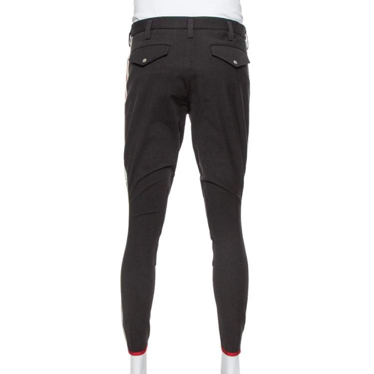 مملوكة مسبقًا Gucci Black Gabardine Side Stripe Detail Stretch Trousers L  