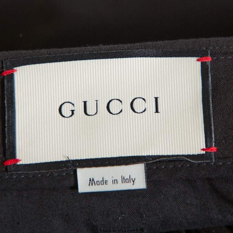 مملوكة مسبقًا Gucci Black Gabardine Side Stripe Detail Stretch Trousers L  