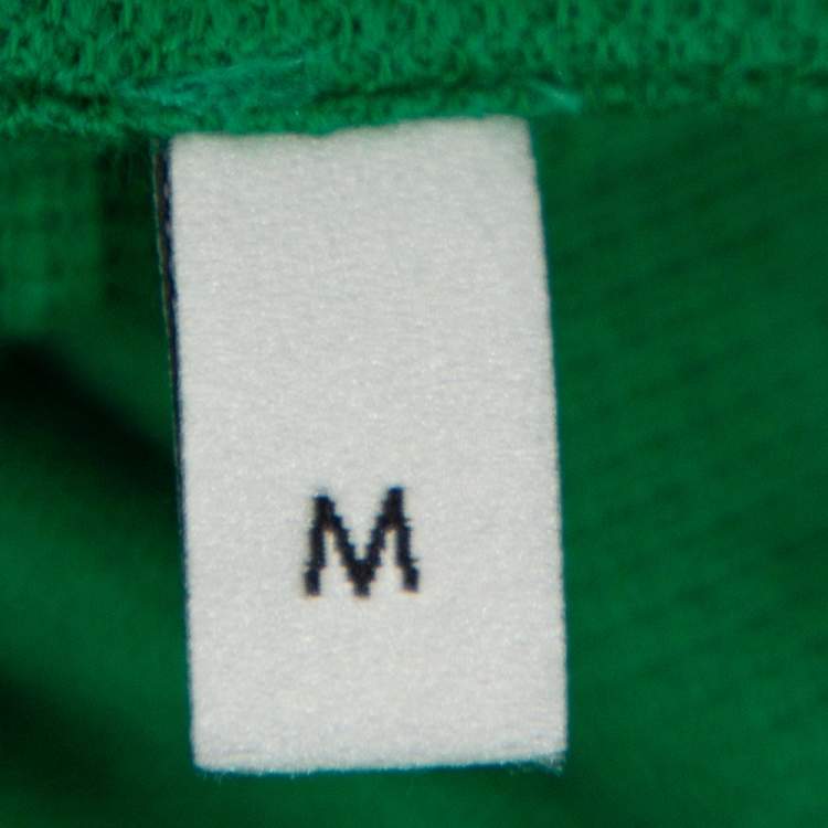 Pre Owned Gucci Green Pique Knit Contrast Collar Detail Polo T Shirt M