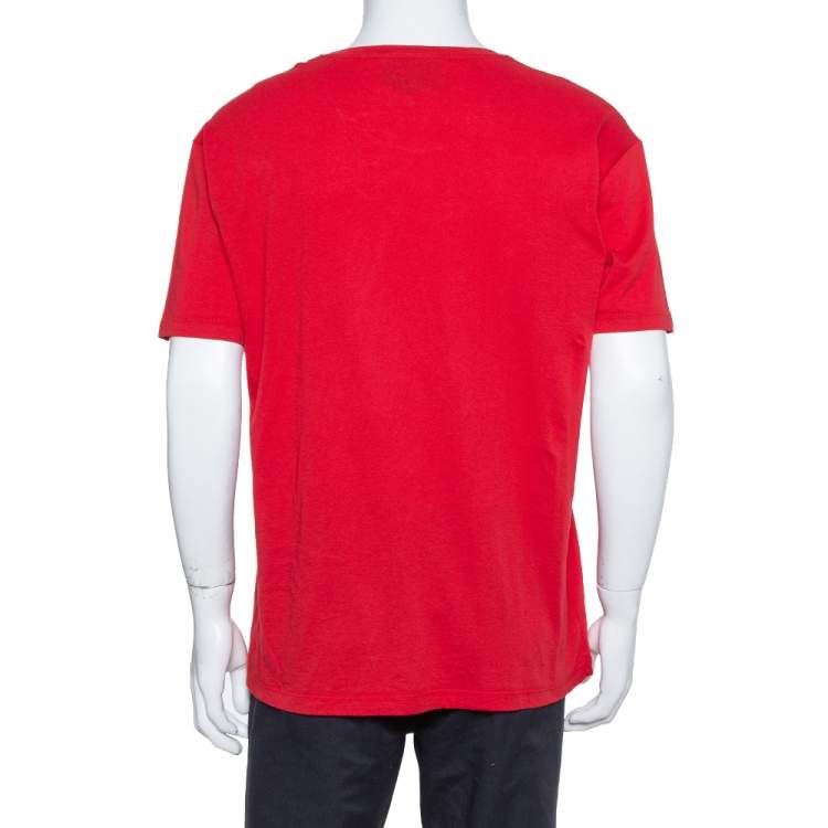 Pre Owned Gucci Red Ghost Skull Print Cotton Crew Neck T-Shirt M