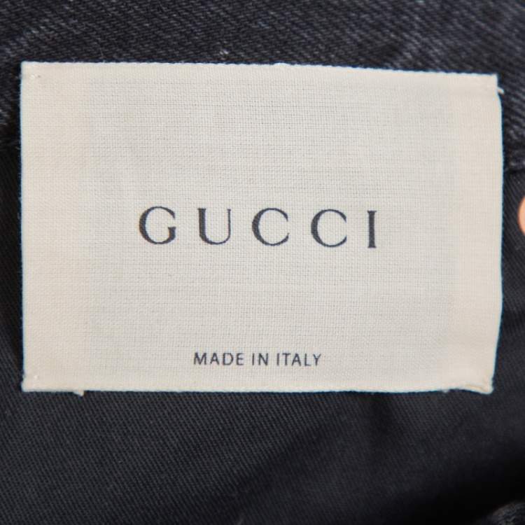 Pre Owned Gucci Black Denim LA Angels Patch Detail Faded Tapered Jeans M