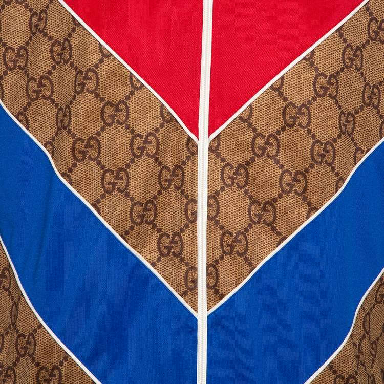 Pre Owned Gucci Dark Beige Guccissima Logo Technical Jersey Jacket XS