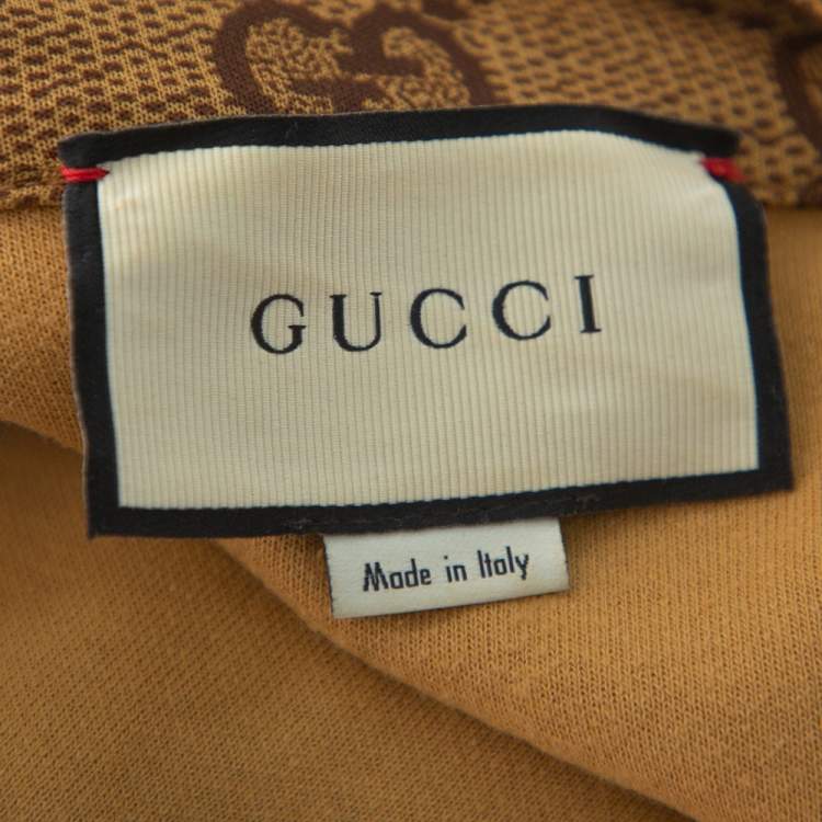Pre Owned Gucci Dark Beige Guccissima Logo Technical Jersey Jacket XS