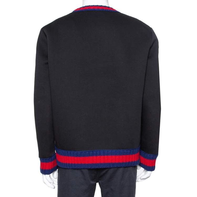 Pre Owned Gucci Black Neoprene Ghost Diamond Print Sweatshirt XL