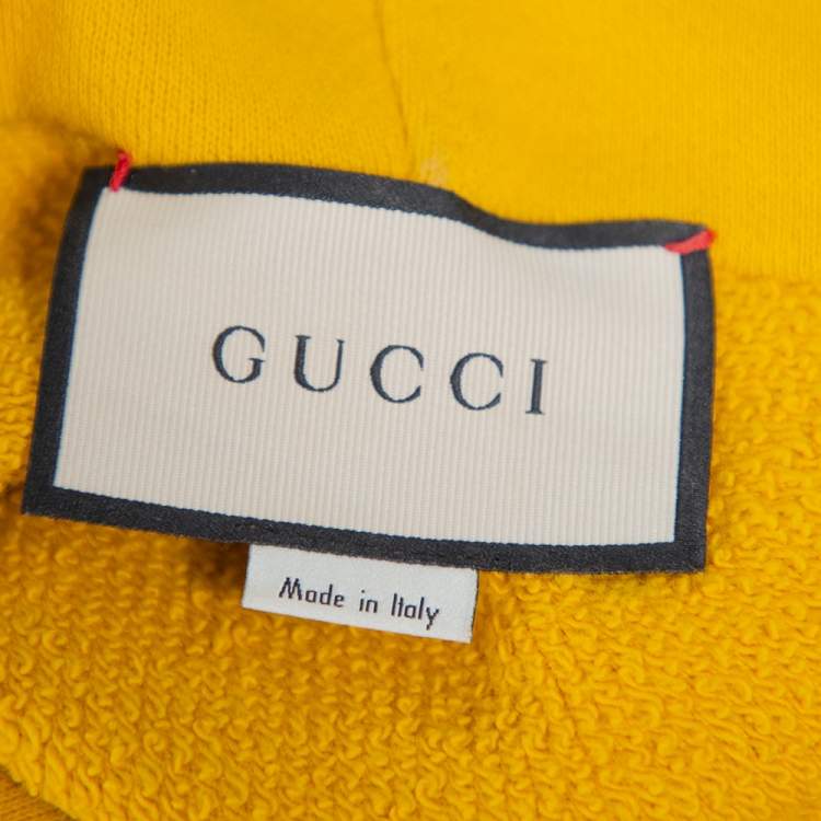 Pre Owned Gucci Yellow Modern Future Applique Detail Cotton Hoodie XXL