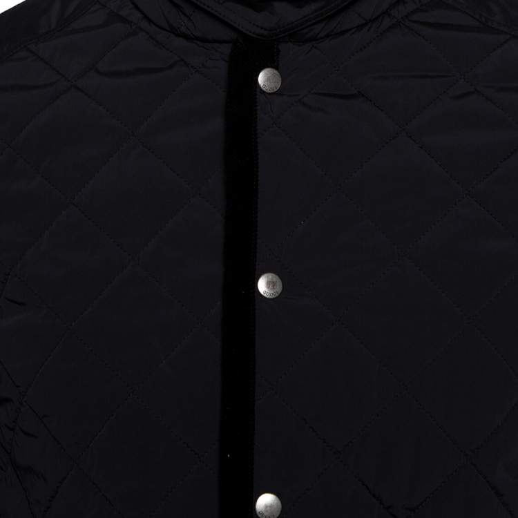 مملوكة مسبقًا Gucci Equestrian Black Velvet Trim Detail Quilted Jacket M