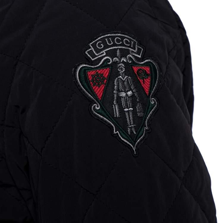مملوكة مسبقًا Gucci Equestrian Black Velvet Trim Detail Quilted Jacket M