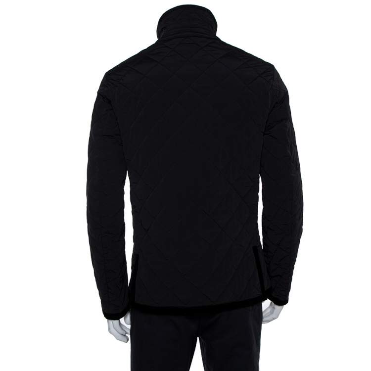 مملوكة مسبقًا Gucci Equestrian Black Velvet Trim Detail Quilted Jacket M