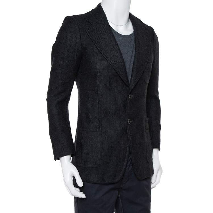 Pre Owned Gucci Black Wool Button Front Blazer M