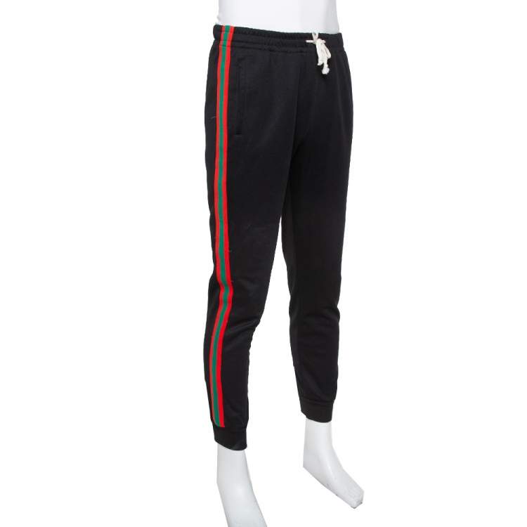 Pre Owned Gucci Black Jersey Web Stripe Detail Sylvie Sweatpants M
