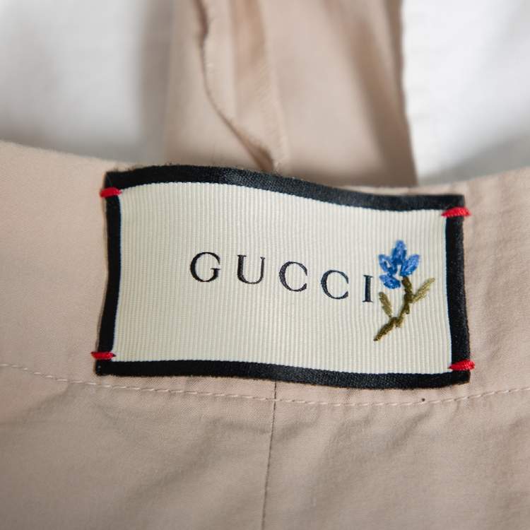 Pre Owned Gucci Beige Cotton Elastic Waist Detail Pants XL