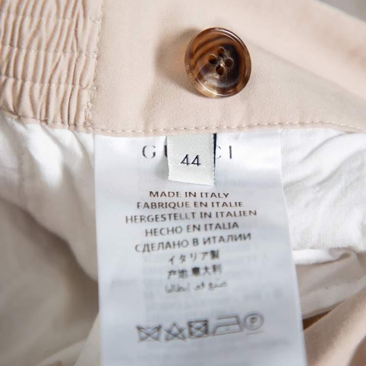 Pre Owned Gucci Beige Cotton Elastic Waist Detail Pants XL