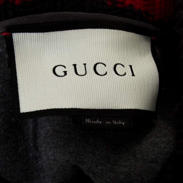 Pre Owned Gucci Grey Neoprene Contrast Trim Detail Sweatshirt S