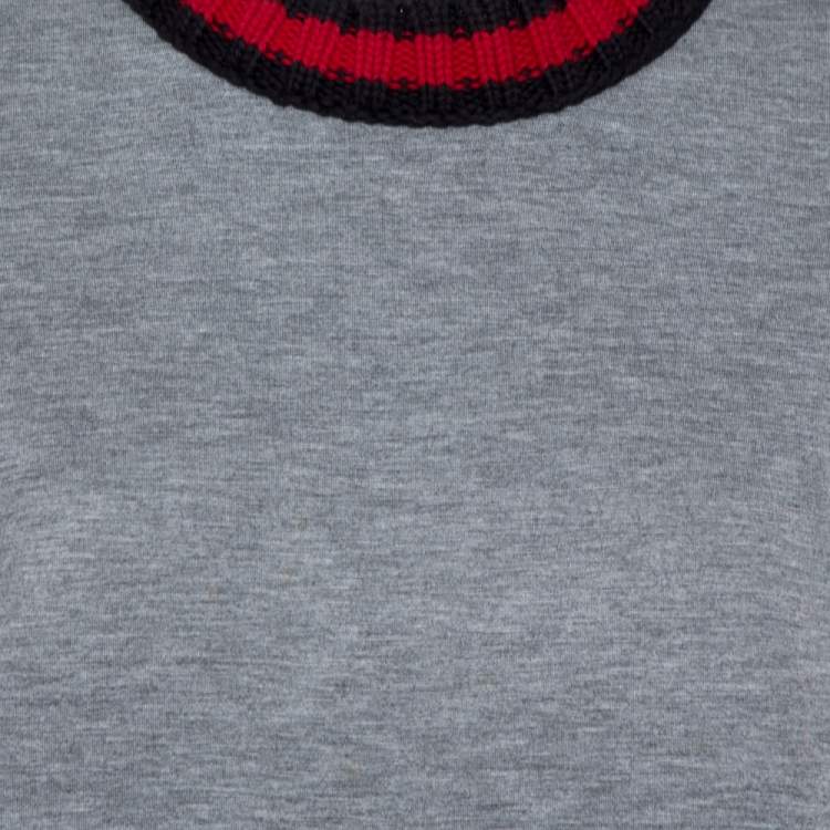 Pre Owned Gucci Grey Neoprene Contrast Trim Detail Sweatshirt S
