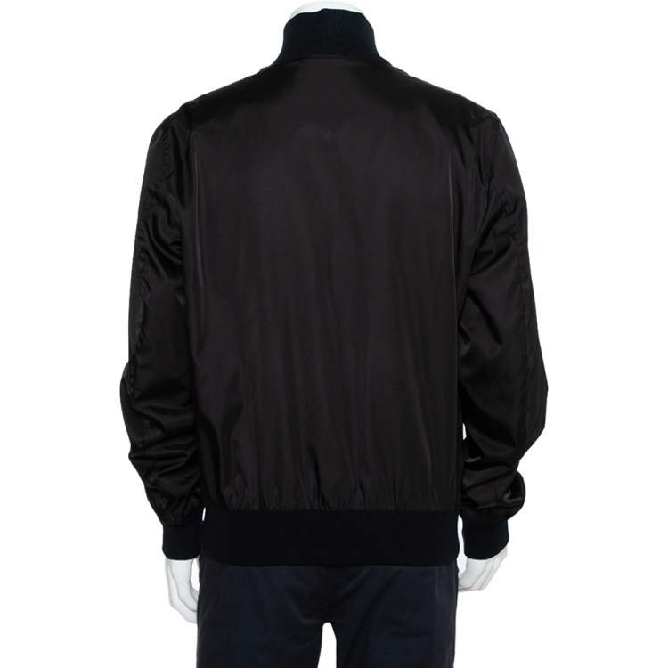مملوكة مسبقًا Gucci Black Synthetic Pocket Detail Zip Front Jacket XXL