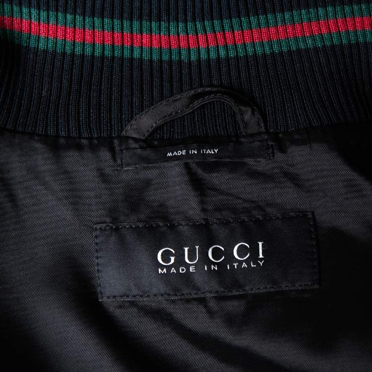 مملوكة مسبقًا Gucci Black Synthetic Pocket Detail Zip Front Jacket XXL