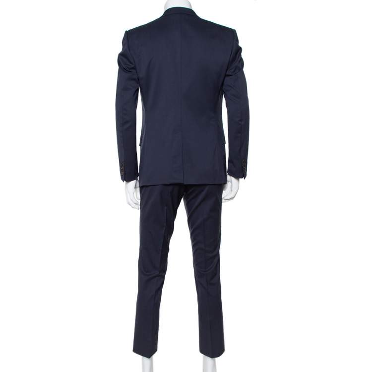 Pre Owned Gucci Navy Blue Wool Regular Fit Suit L