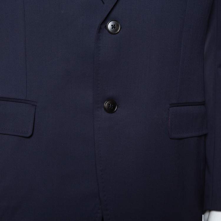 Pre Owned Gucci Navy Blue Wool Regular Fit Suit L