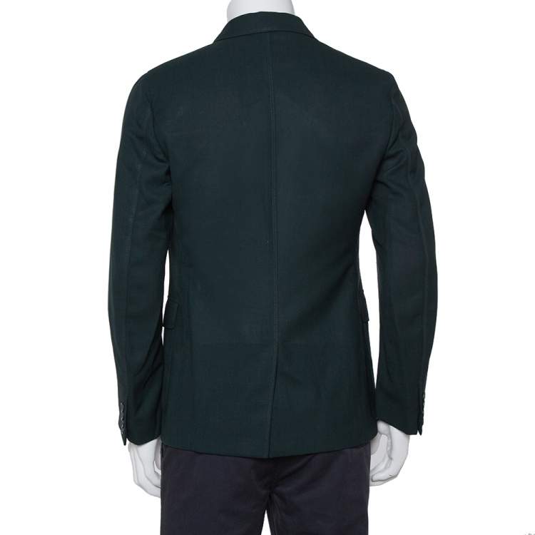 Pre Owned Gucci Dark Green Wool Button Front Blazer L