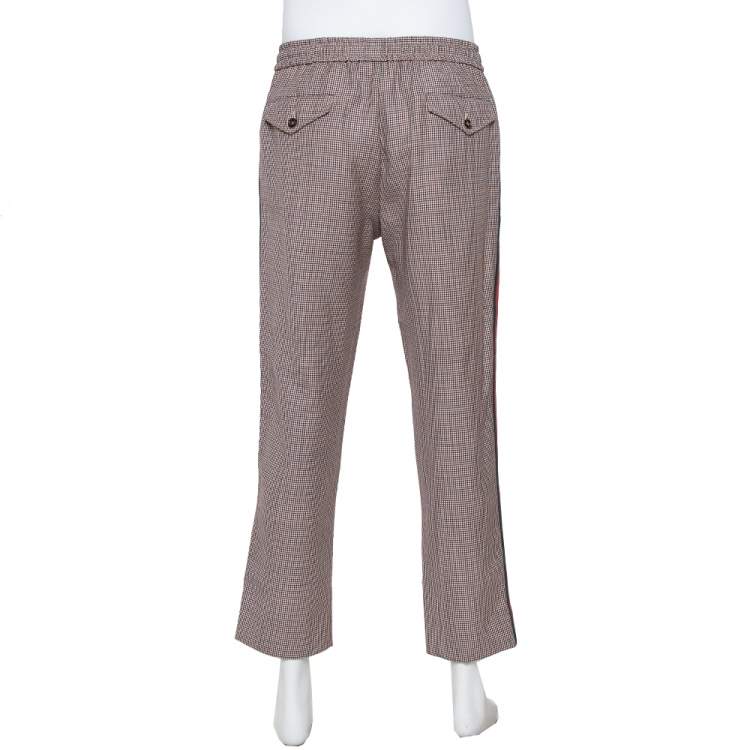 Pre Owned Gucci Multicolor Houndstooth Patterned Wool & Mohair Track Pants L