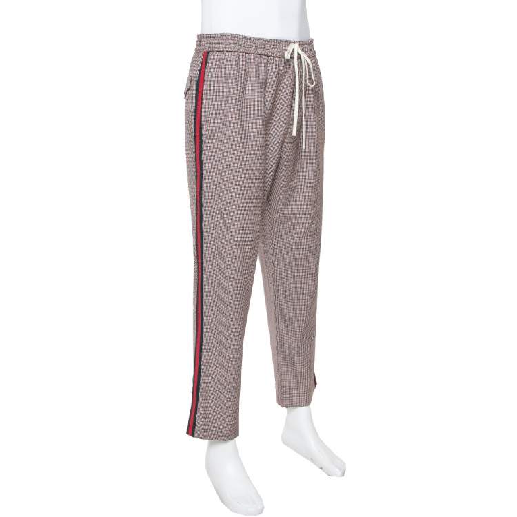 Pre Owned Gucci Multicolor Houndstooth Patterned Wool & Mohair Track Pants L