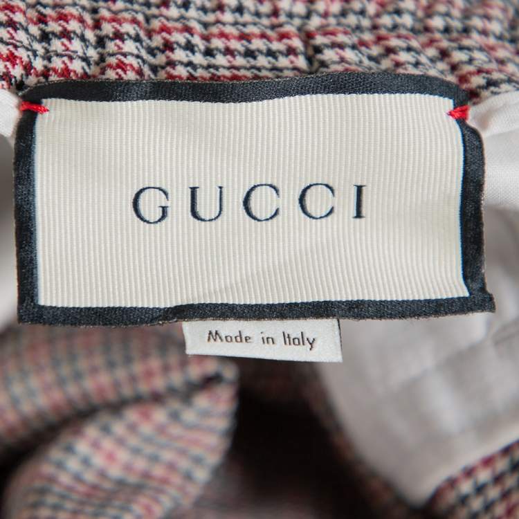 Pre Owned Gucci Multicolor Houndstooth Patterned Wool & Mohair Track Pants L