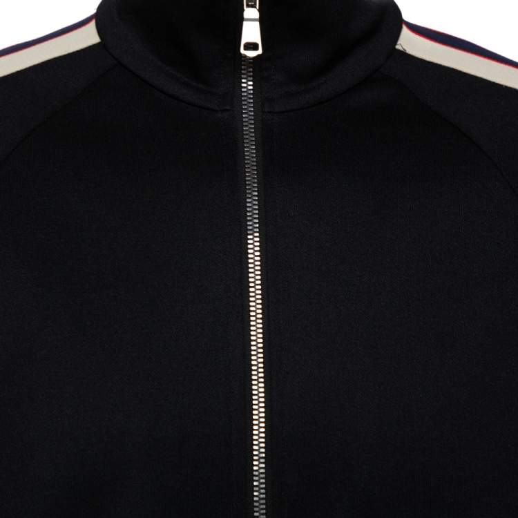Pre Owned Gucci Black Jersey Side Strip Detail Zipper Front Technical Track Jacket S