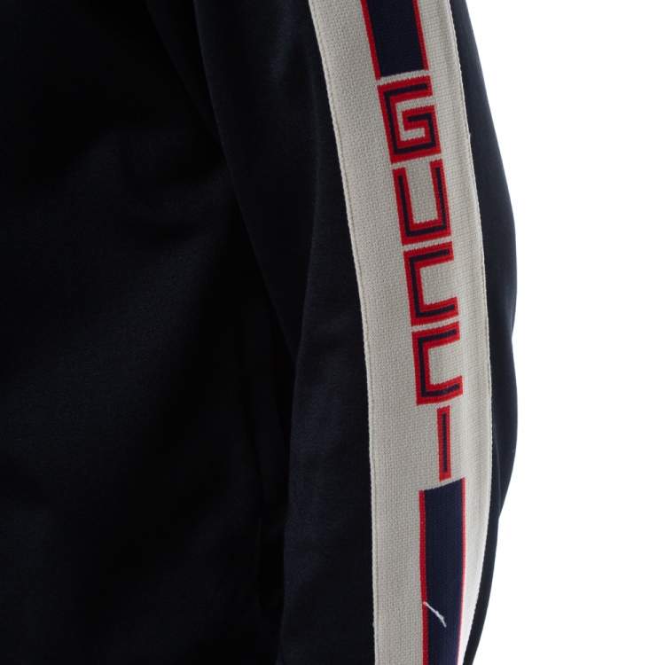 Pre Owned Gucci Black Jersey Side Strip Detail Zipper Front Technical Track Jacket S