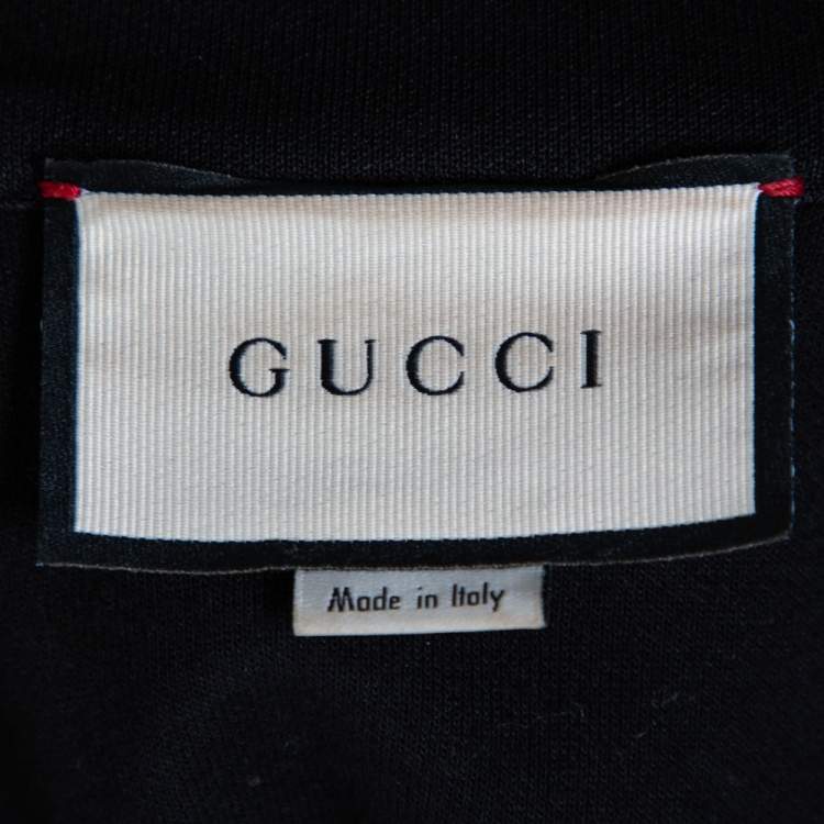 Pre Owned Gucci Black Jersey Side Strip Detail Zipper Front Technical Track Jacket S