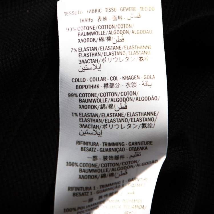 Pre Owned Gucci Black Cotton Pique Contrast Collar Web Trim Detail Polo Shirt S