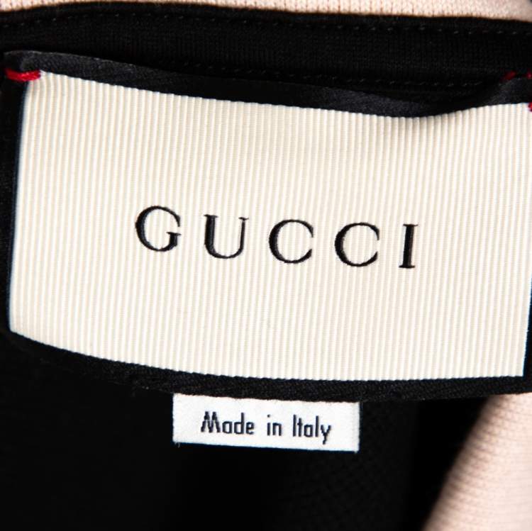 Pre Owned Gucci Black Cotton Pique Contrast Collar Web Trim Detail Polo Shirt S