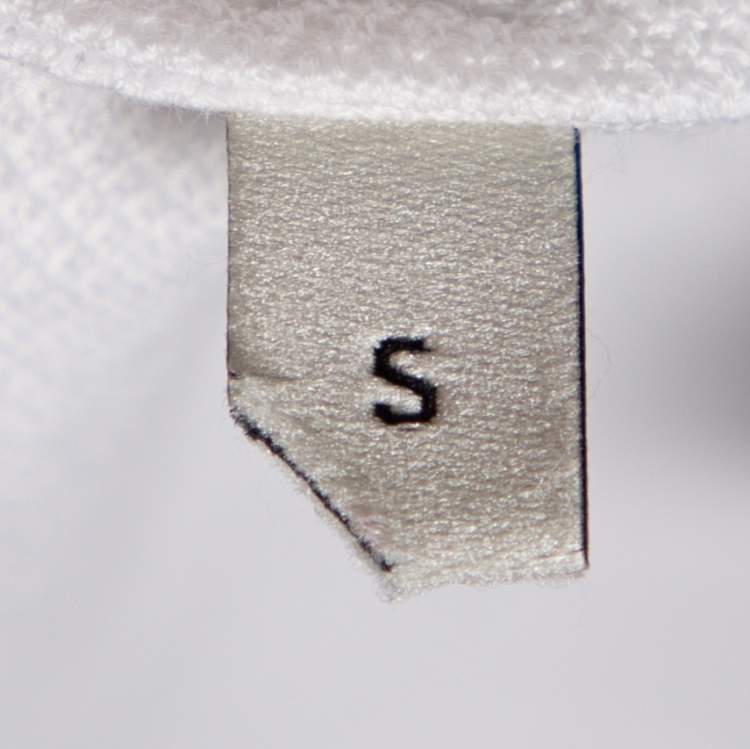 Pre Owned Gucci White Cotton Pique Crest Applique Detail Polo T-Shirt S