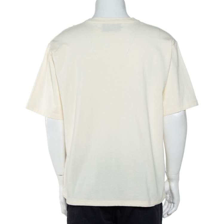 مملوكة مسبقًا Gucci X Disney Cream Logo Printed Cotton Crewneck Oversized T-Shirt XXL