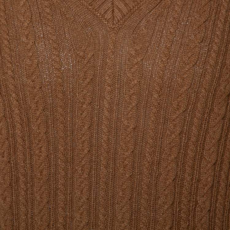 Pre Owned Gucci Brown Wool V-Neck Sweater L