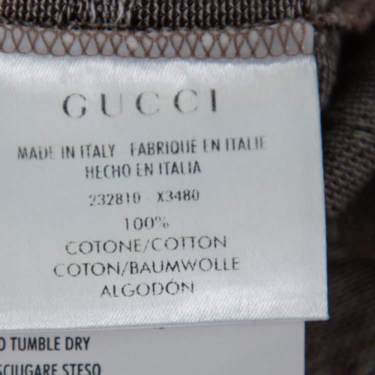 Pre Owned Gucci Brown GG Print Cotton Contrast Collar Skinny Fit Polo Shirt S