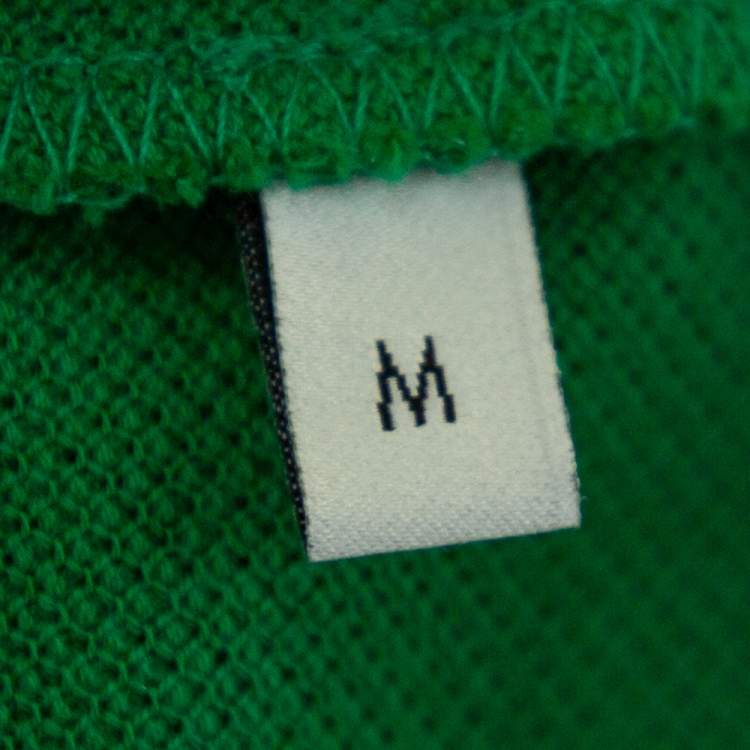 Pre Owned Gucci Green Cotton Pique Bee Embroidered Polo T-Shirt M