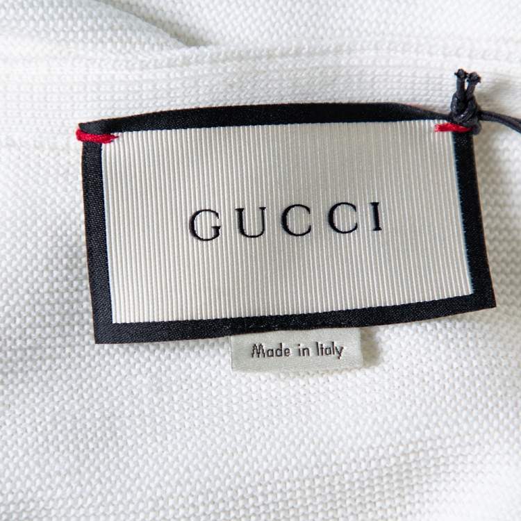 Pre Owned Gucci White Cotton Knit Tiger Crest Applique Jumper L