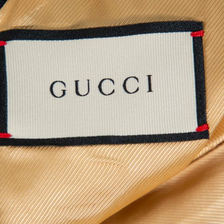 Pre Owned Gucci Navy Blue Wool & Mohair Chateau Marmont Embroidered Button Front Blazer M