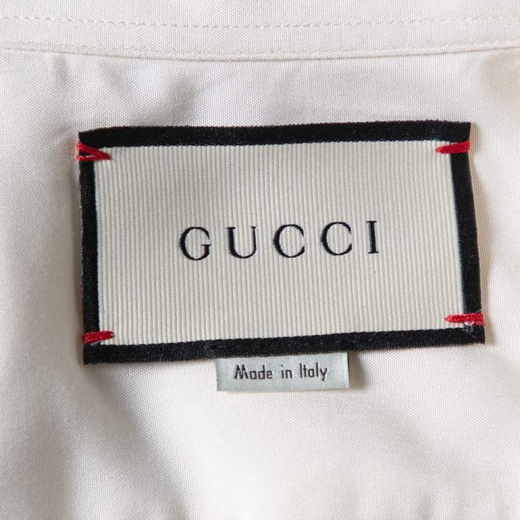 Pre Owned Gucci Cream Silk Pintuck Detail Button Front Skinny Shirt M