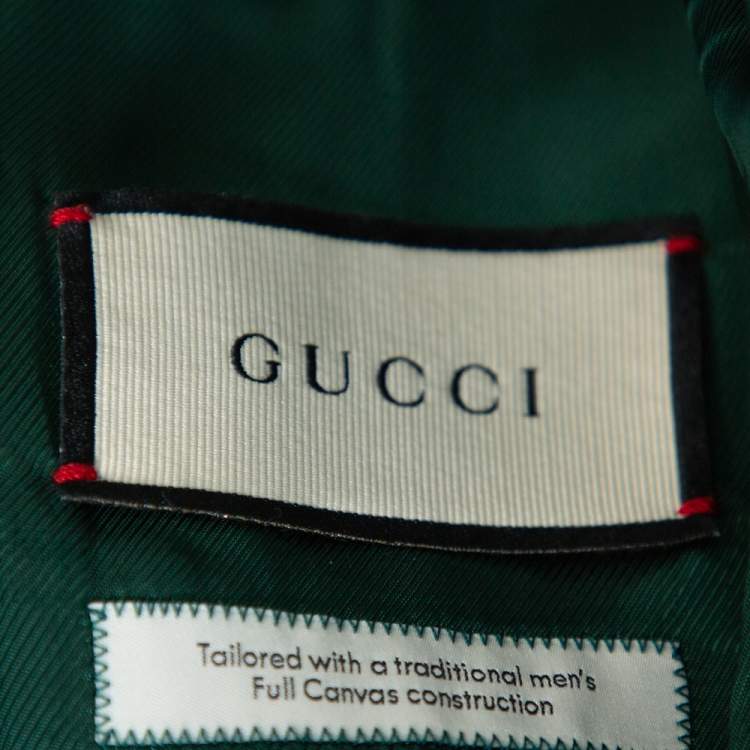 Pre Owned Gucci Green Wool Button Front Blazer XS