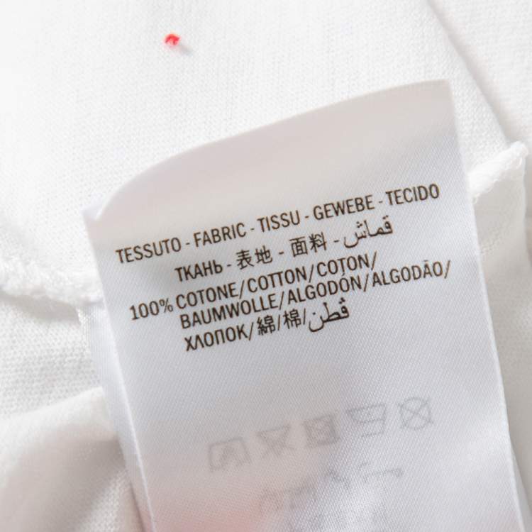 Pre Owned Gucci White Washed Cotton Logo Printed Oversized Crewneck T-Shirt XS