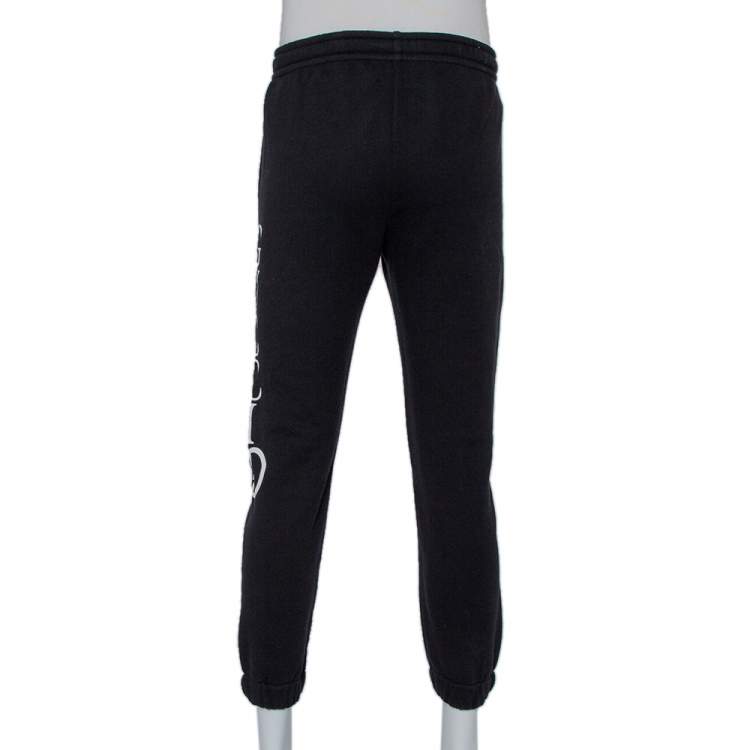 مملوكة مسبقًا Gucci Black Cotton Logo Printed Joggers S