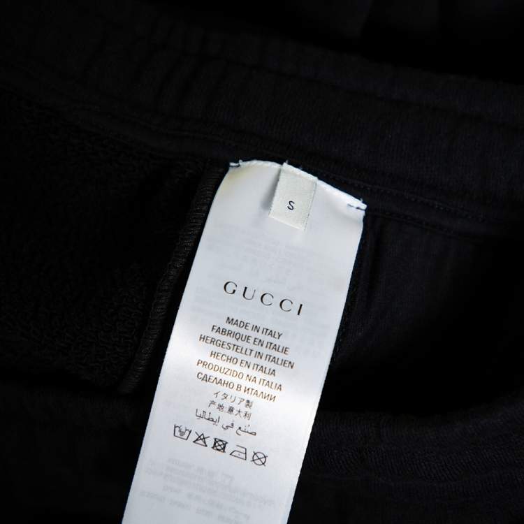 مملوكة مسبقًا Gucci Black Cotton Logo Printed Joggers S